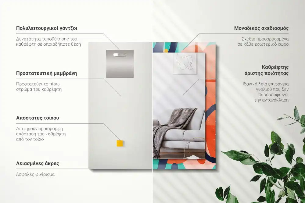 Rectangular wall mirror design Abstract colorful graphics