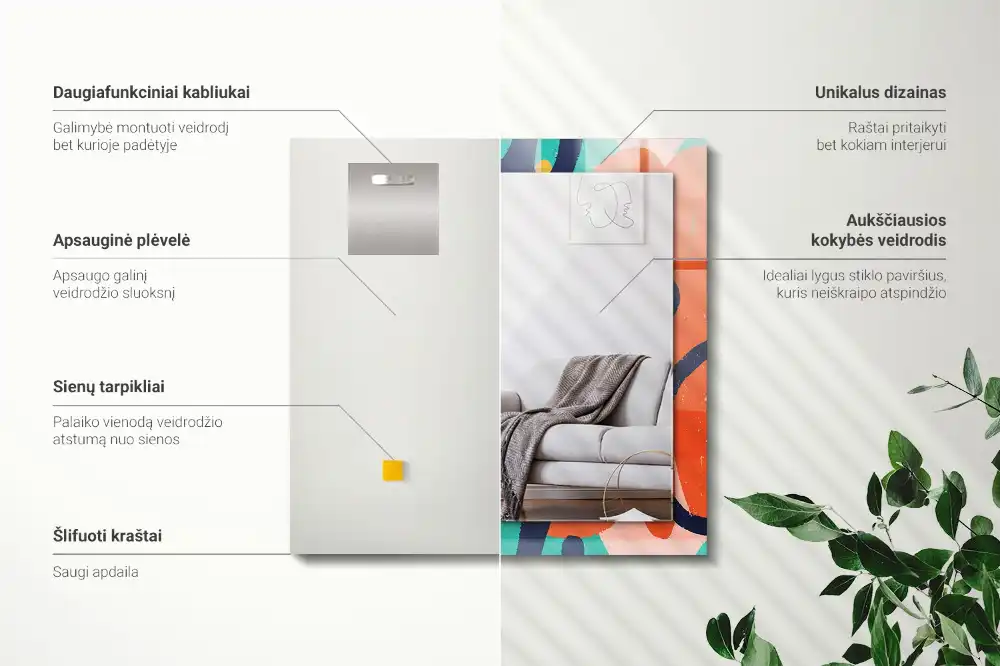 Rectangular wall mirror design Abstract colorful graphics