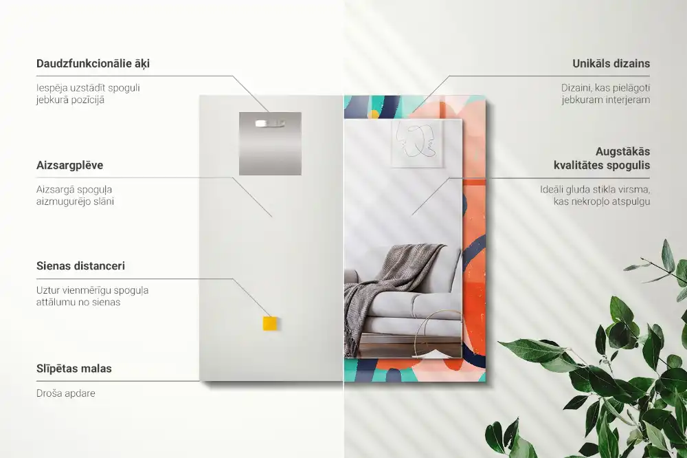 Rectangular wall mirror design Abstract colorful graphics