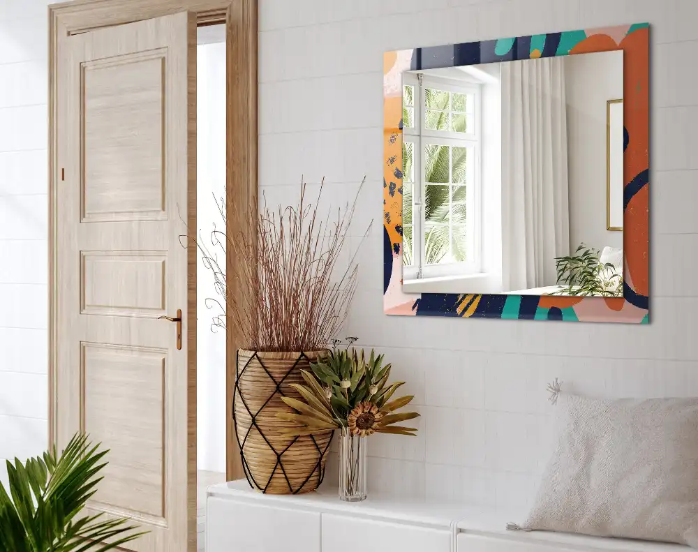 Rectangular wall mirror design Abstract colorful graphics