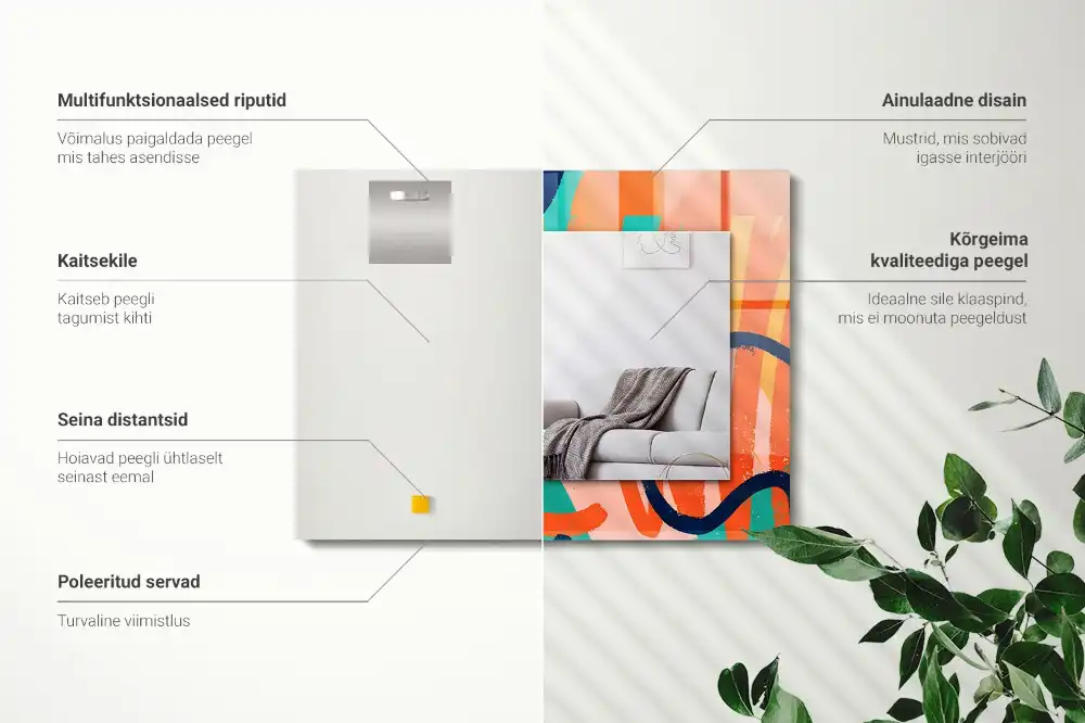 Rectangular wall mirror design Abstract colorful graphics