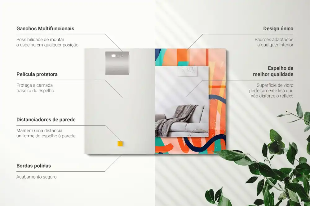 Rectangular wall mirror design Abstract colorful graphics