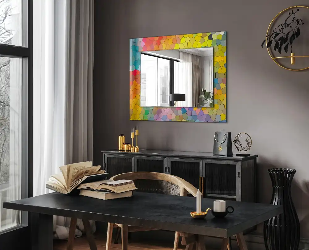 Rectangular decorative mirror Colorful abstract mosaic
