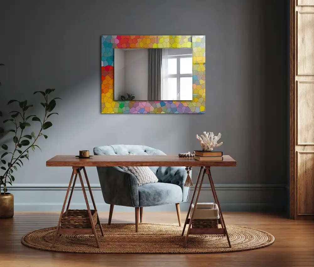 Rectangular decorative mirror Colorful abstract mosaic