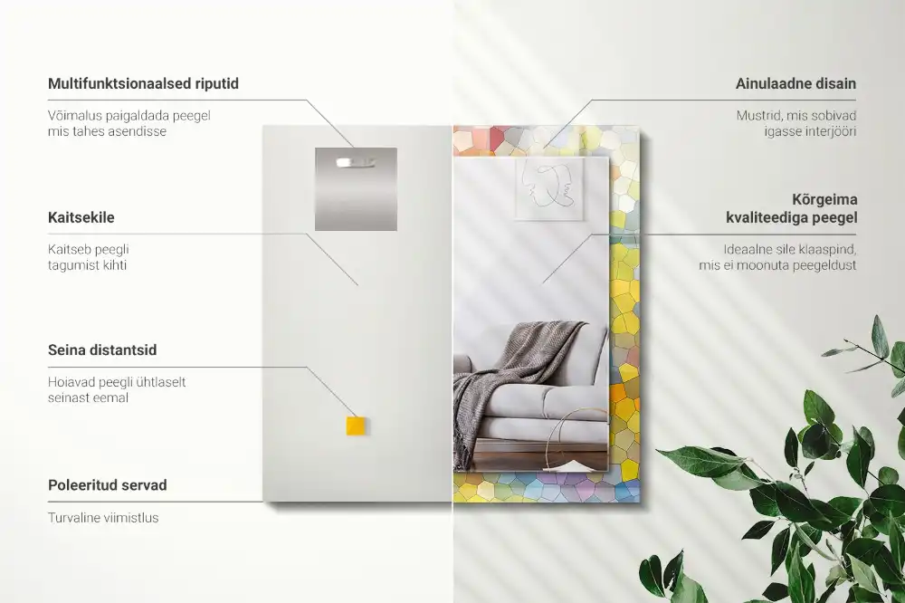 Rectangular decorative mirror Colorful abstract mosaic