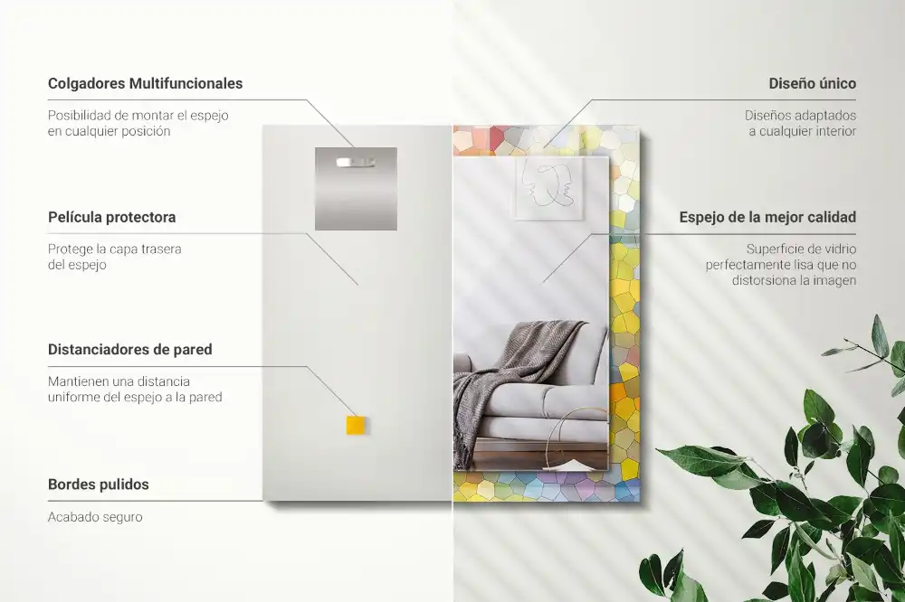 Rectangular decorative mirror Colorful abstract mosaic