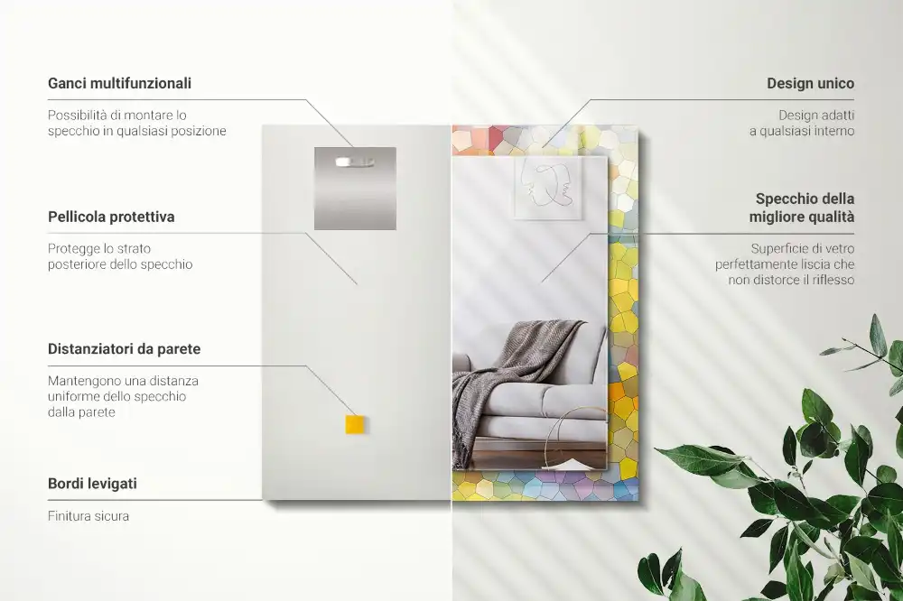 Rectangular decorative mirror Colorful abstract mosaic