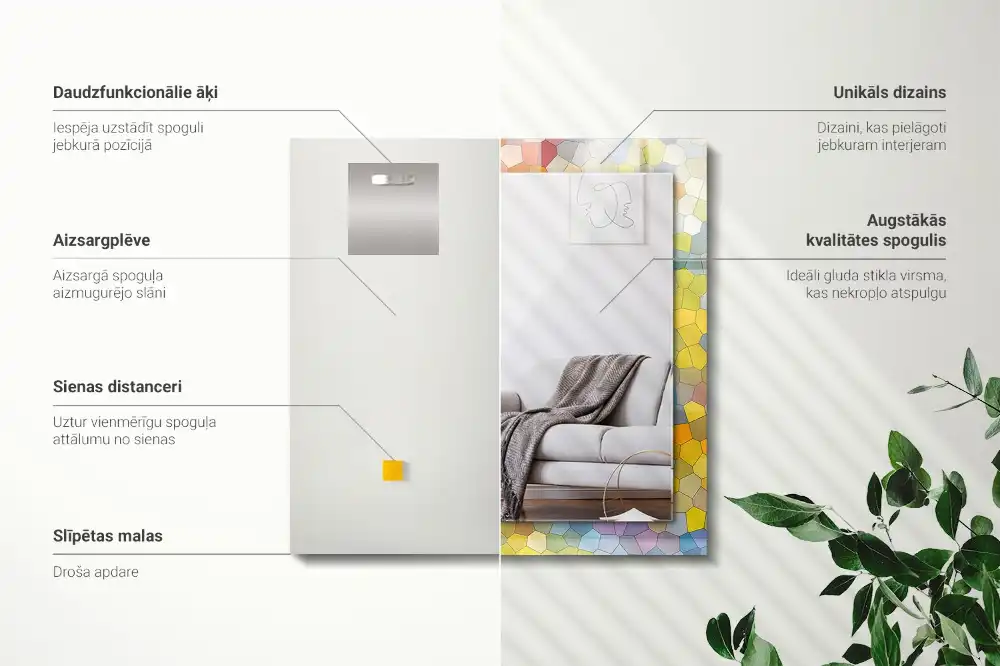 Rectangular decorative mirror Colorful abstract mosaic