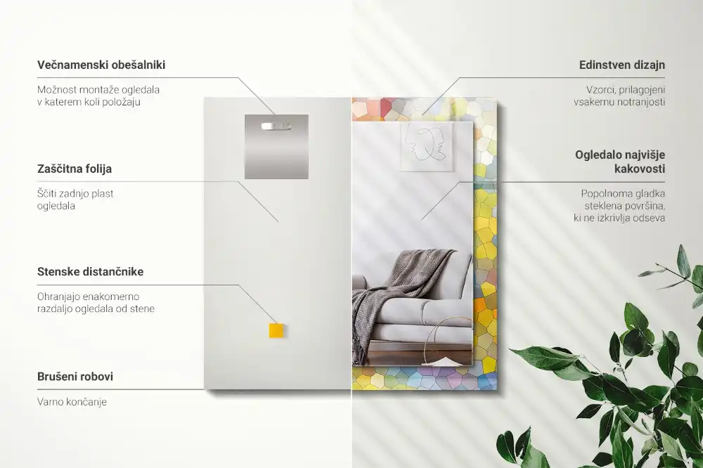 Rectangular decorative mirror Colorful abstract mosaic