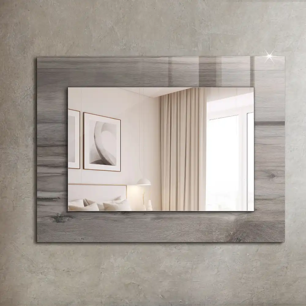Rectangular mirror print Wooden board texture