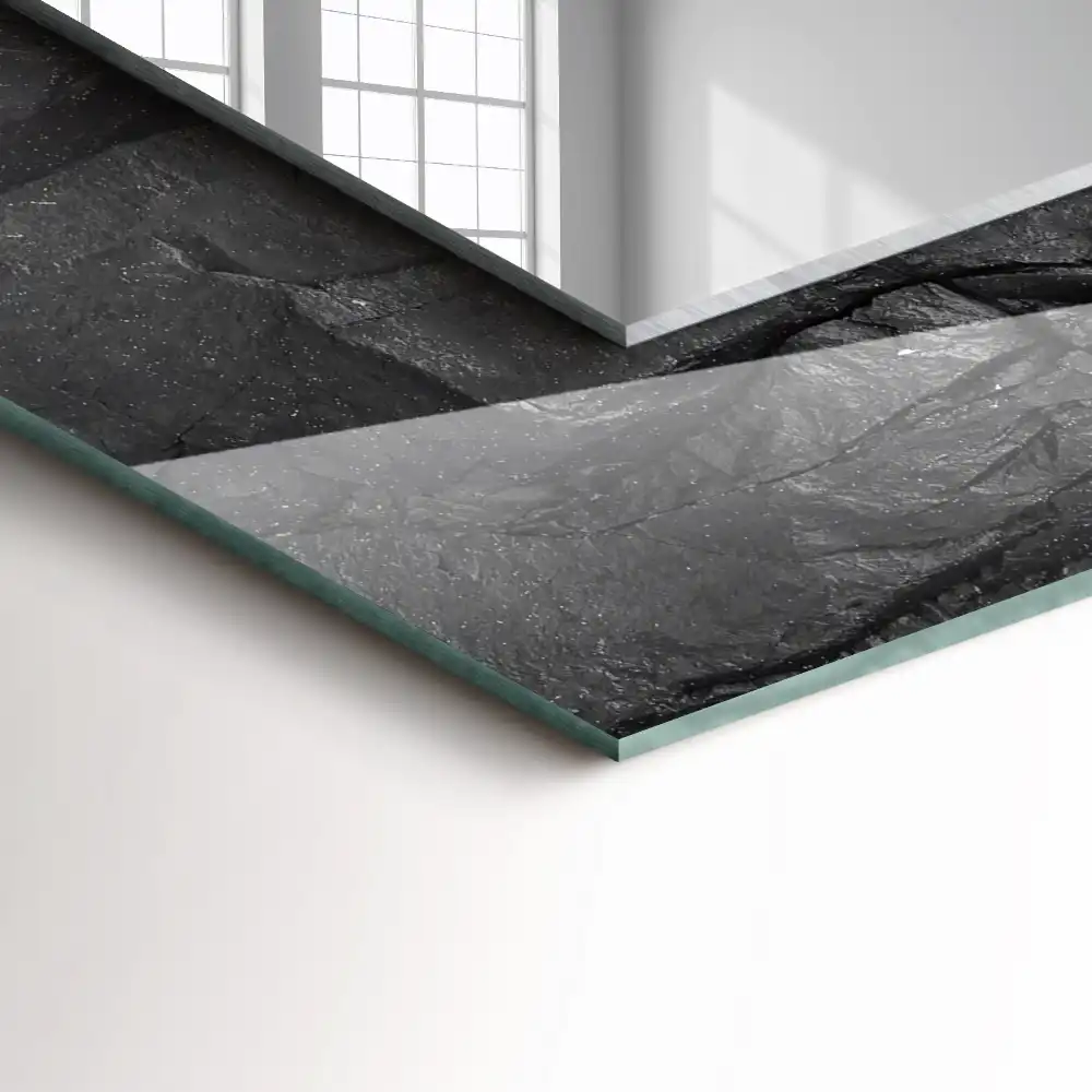 Rectangle decorative mirror Black rock cracks