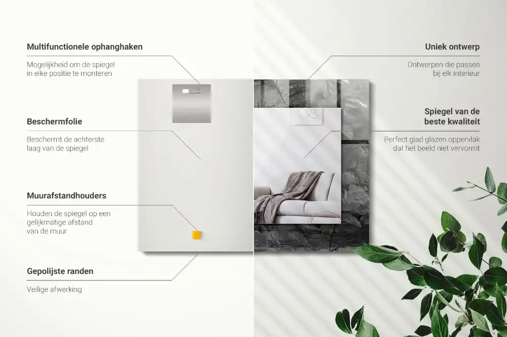 Rectangle decorative mirror Black rock cracks