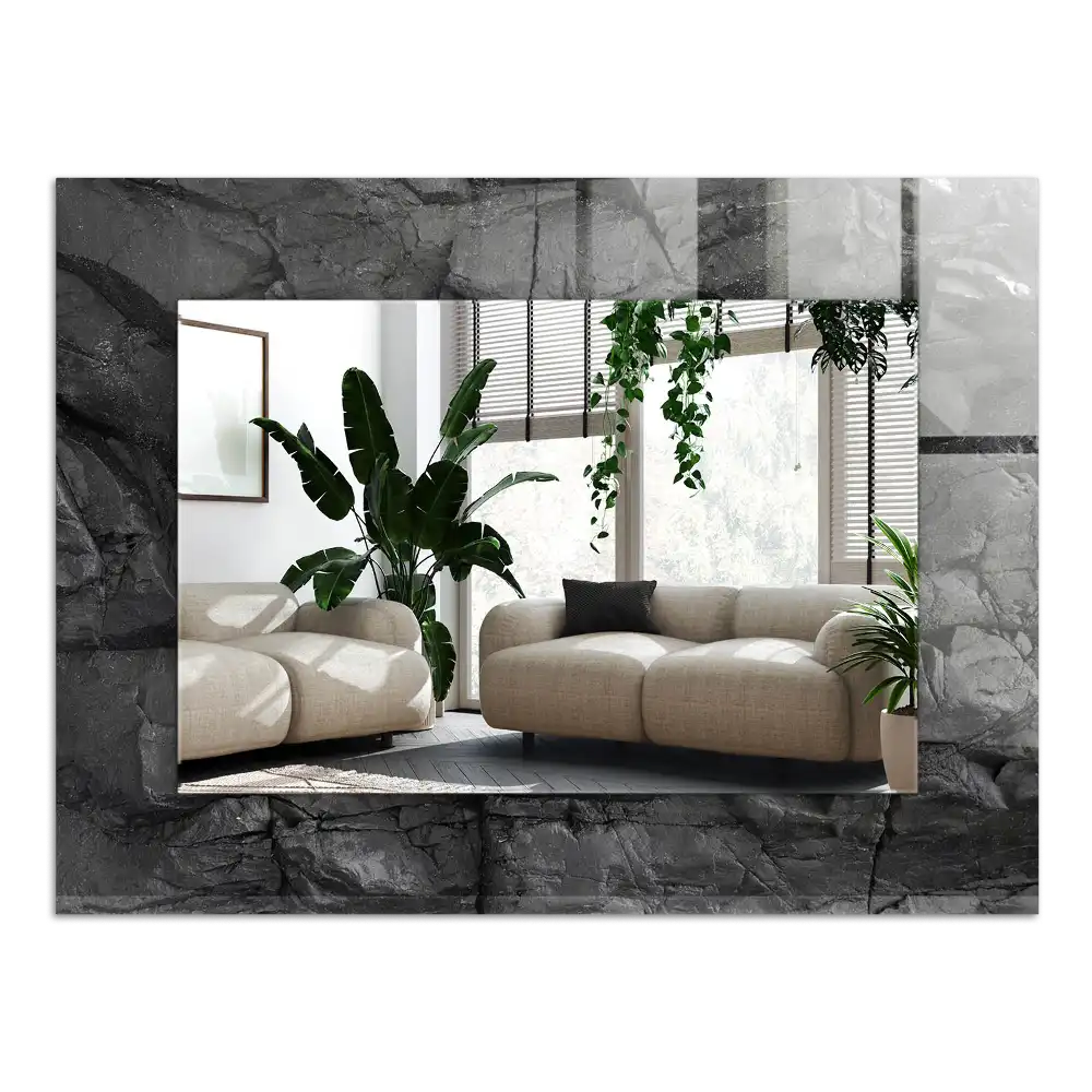 Rectangle decorative mirror Black rock cracks