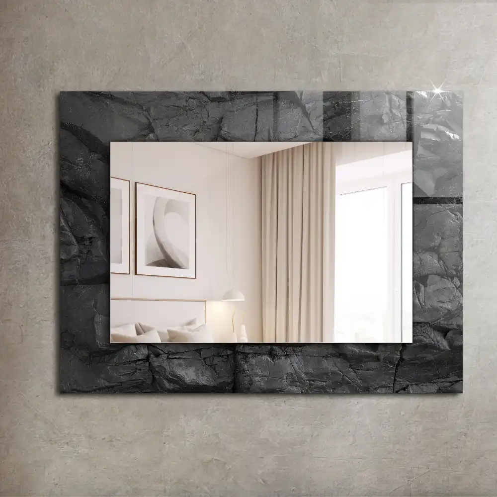 Rectangle decorative mirror Black rock cracks