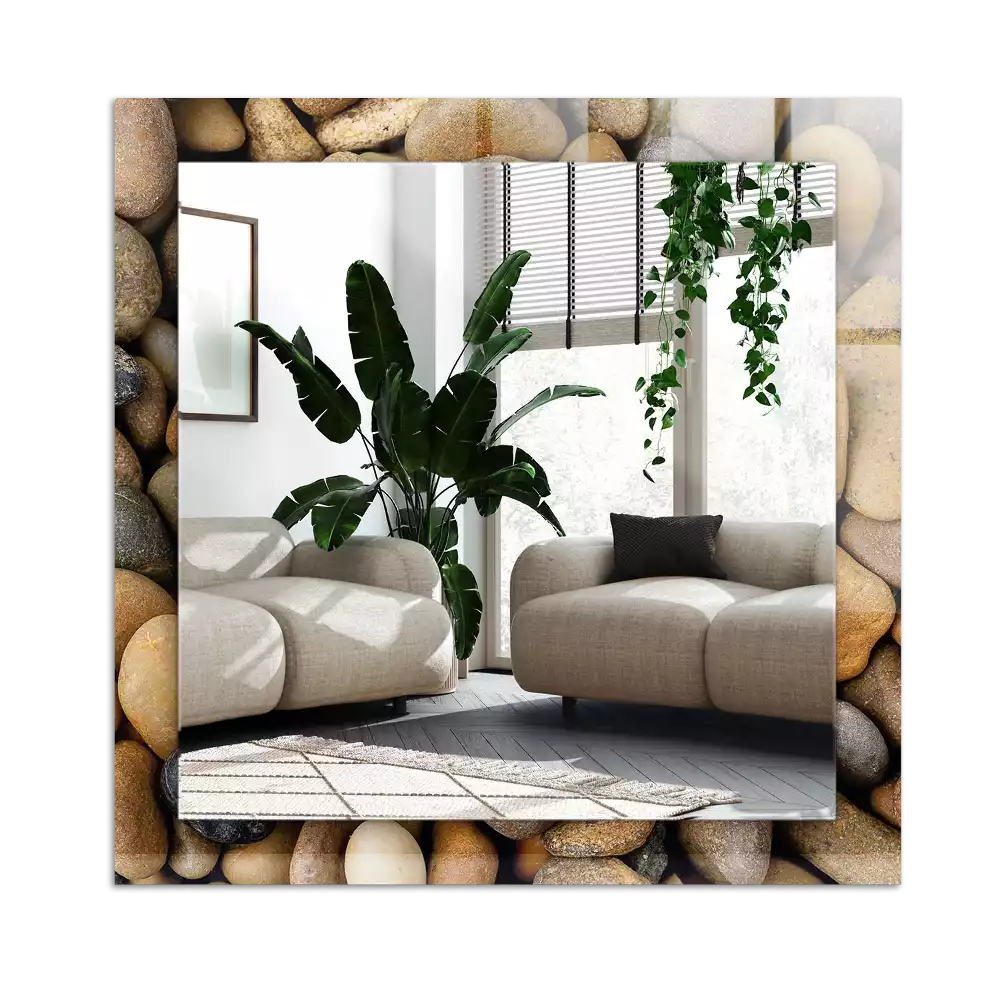 Rectangular decorative mirror Colored smooth stones