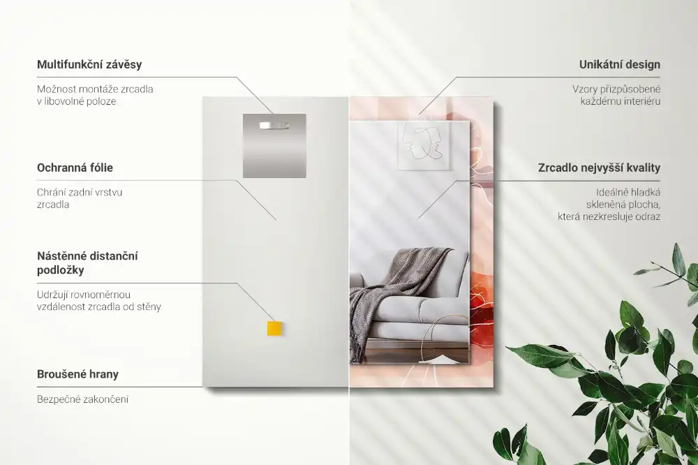 Rectangular mirror print Abstract floral patterns