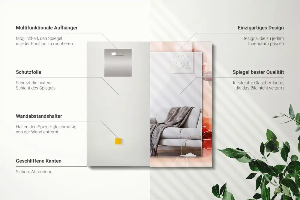 Rectangular mirror print Abstract floral patterns