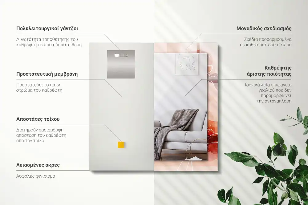 Rectangular mirror print Abstract floral patterns