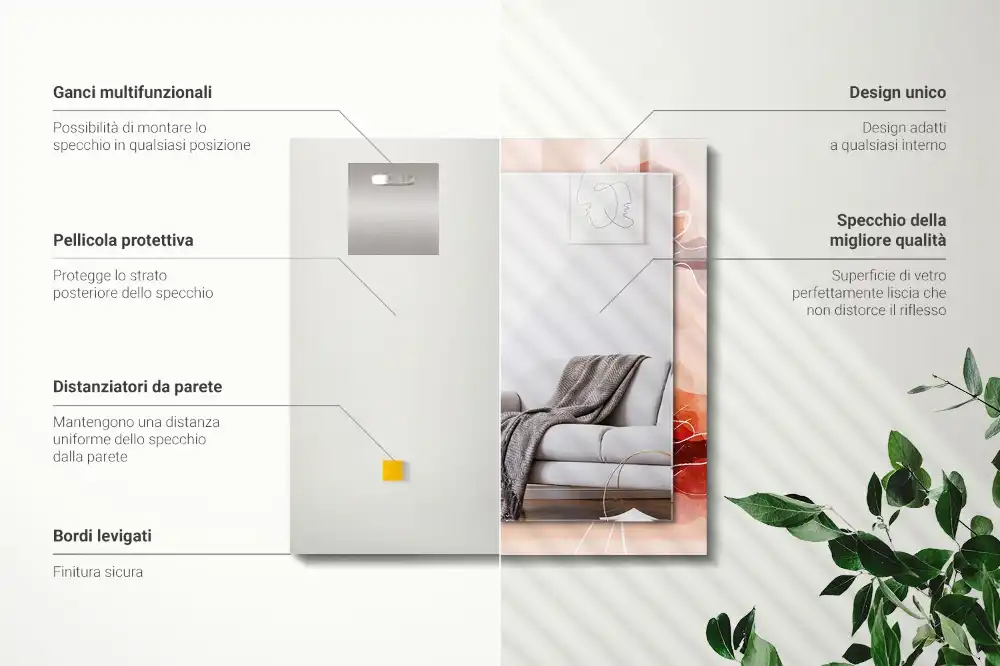 Rectangular mirror print Abstract floral patterns