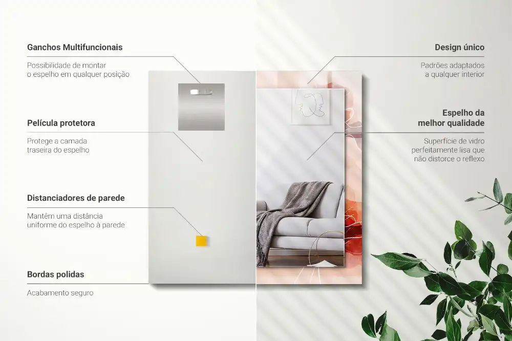 Rectangular mirror print Abstract floral patterns