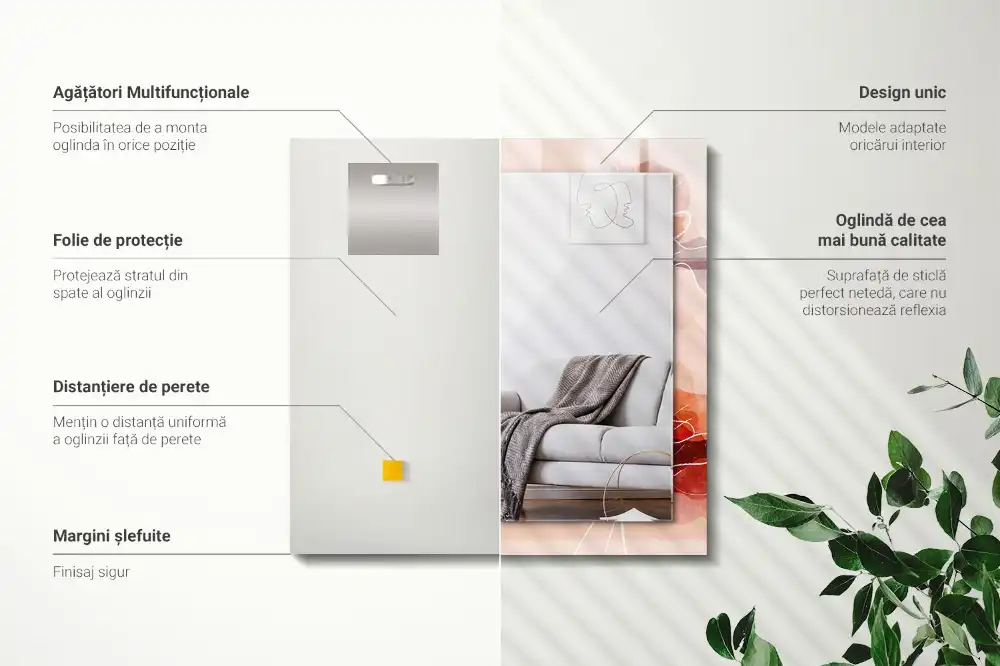 Rectangular mirror print Abstract floral patterns