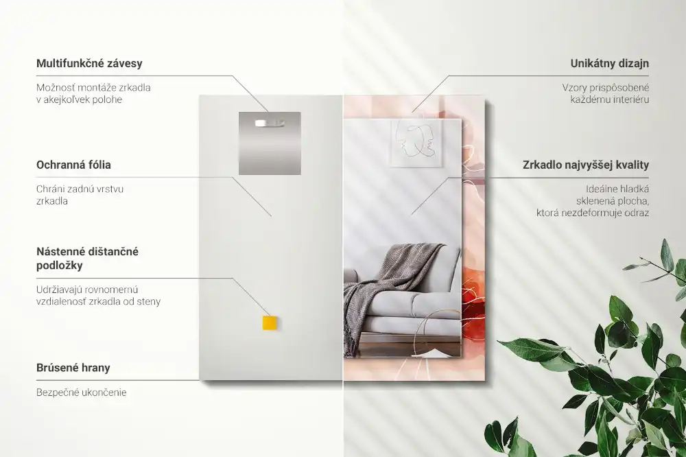 Rectangular mirror print Abstract floral patterns