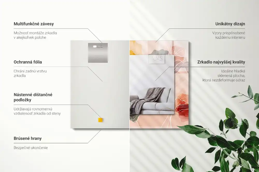 Rectangular mirror print Abstract floral patterns