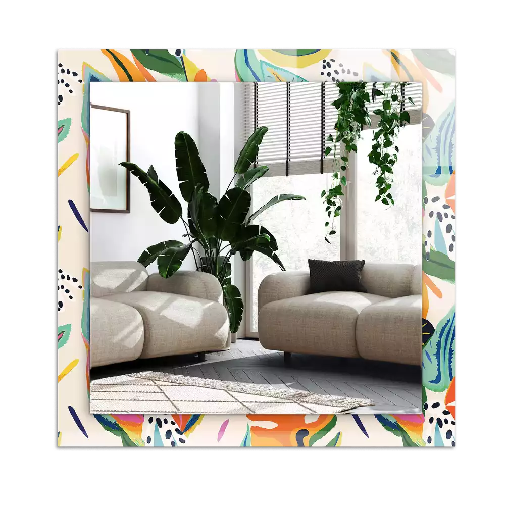 Rectangle decorative mirror Colorful leaves pattern
