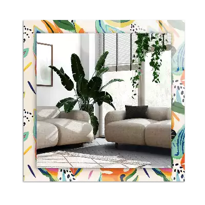 Rectangle decorative mirror Colorful leaves pattern