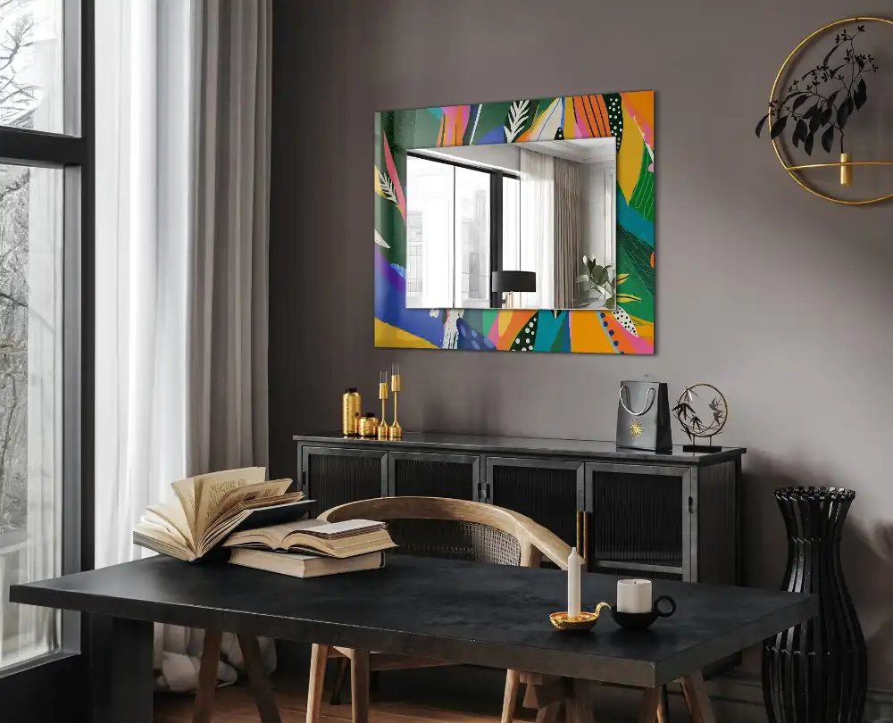 Rectangular wall mirror design Colorful abstract pattern