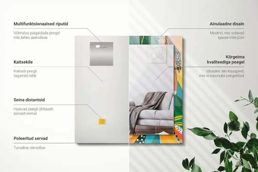 Rectangular wall mirror design Colorful abstract pattern