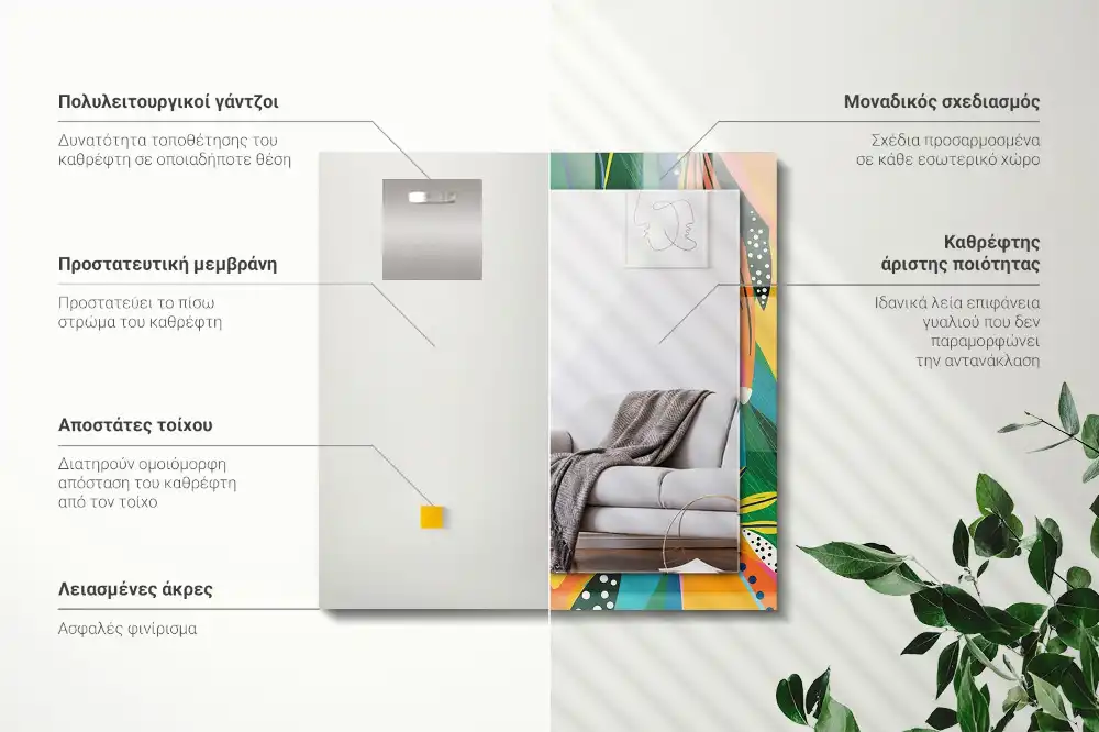 Rectangular wall mirror design Colorful abstract pattern