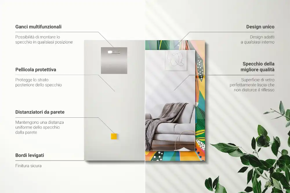 Rectangular wall mirror design Colorful abstract pattern