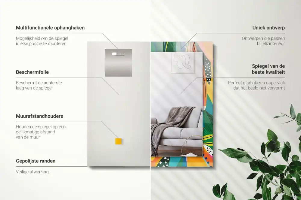 Rectangular wall mirror design Colorful abstract pattern