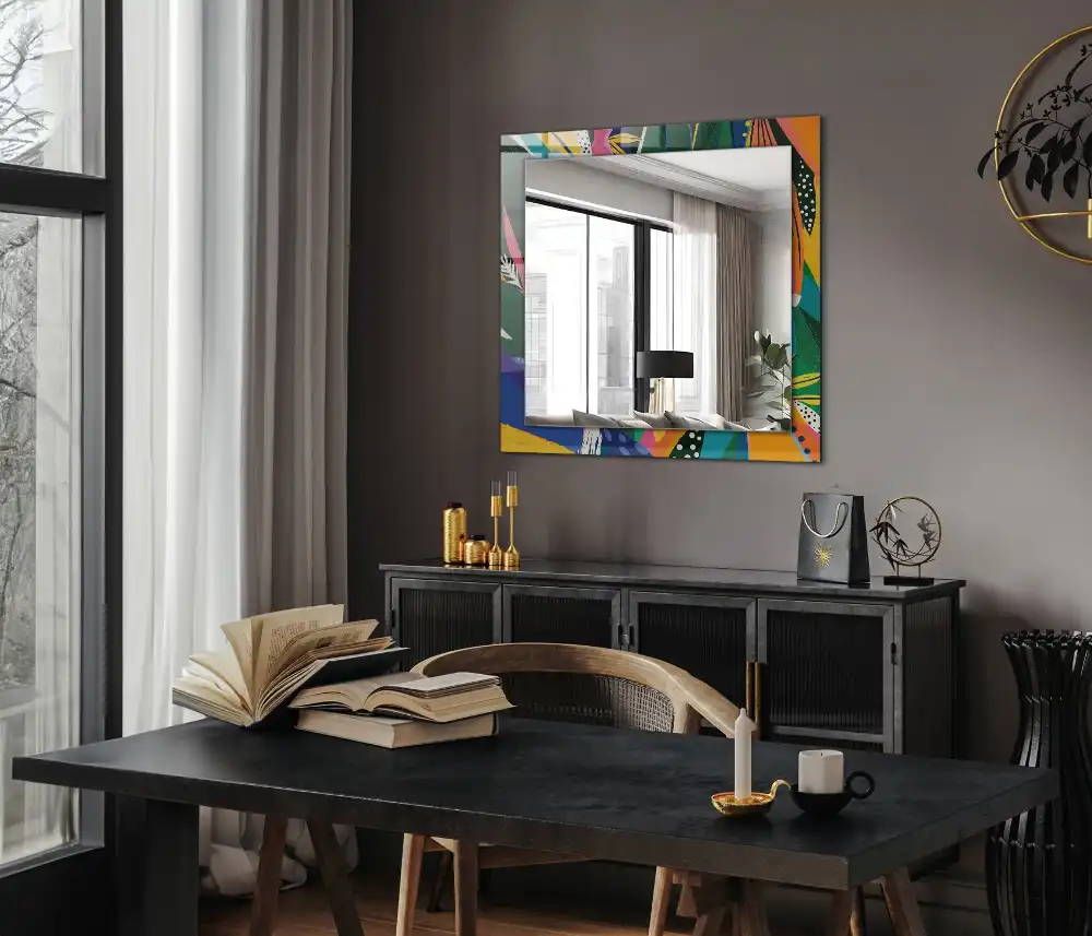 Rectangular wall mirror design Colorful abstract pattern