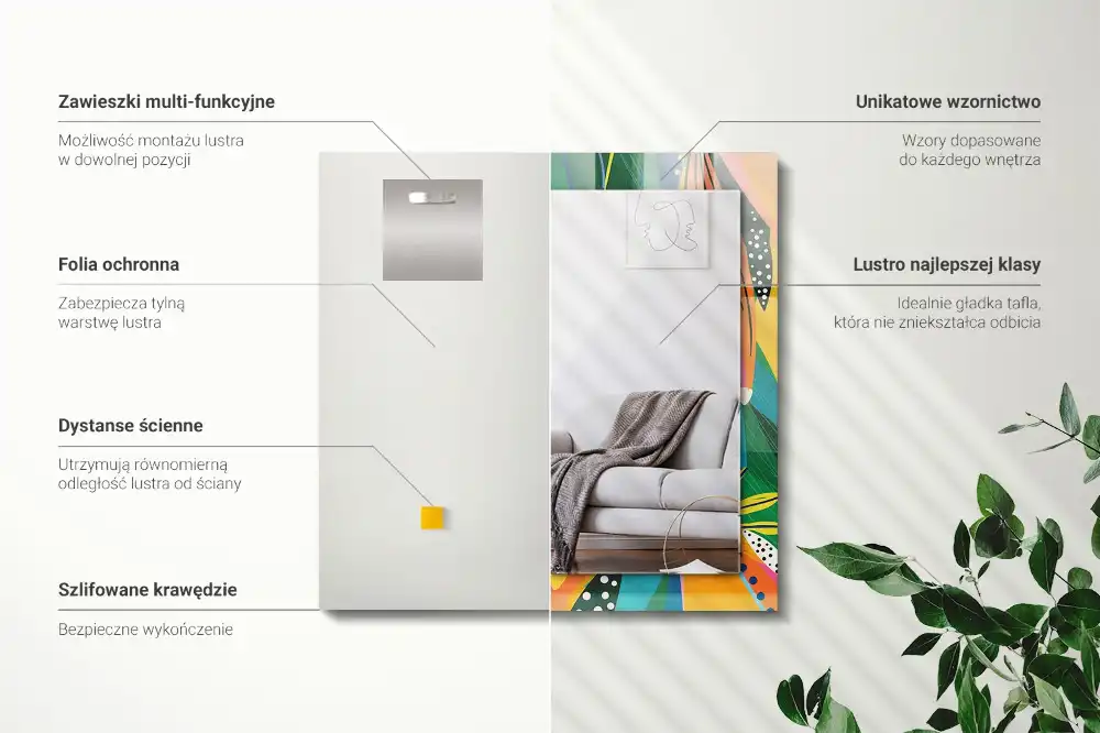 Rectangular wall mirror design Colorful abstract pattern