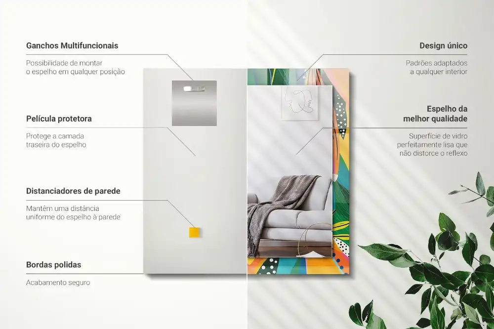 Rectangular wall mirror design Colorful abstract pattern