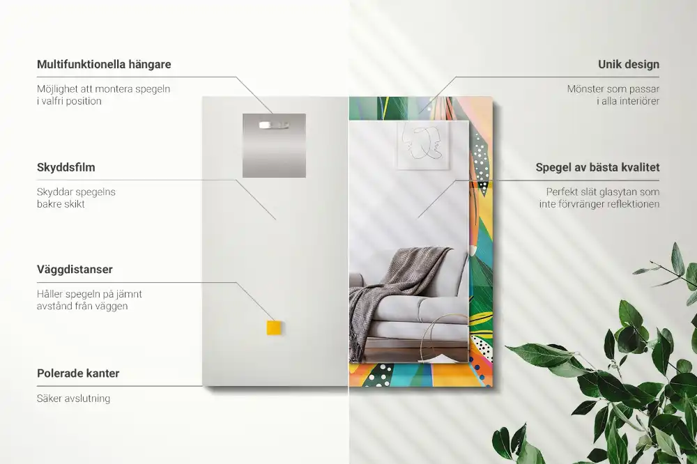 Rectangular wall mirror design Colorful abstract pattern