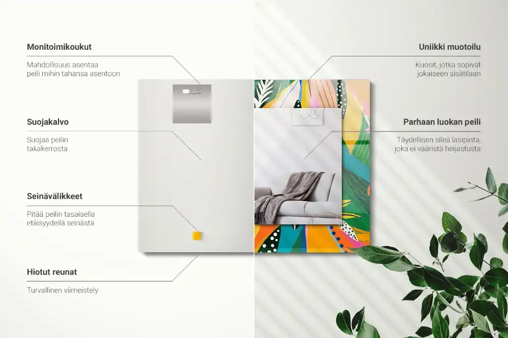 Rectangular wall mirror design Colorful abstract pattern