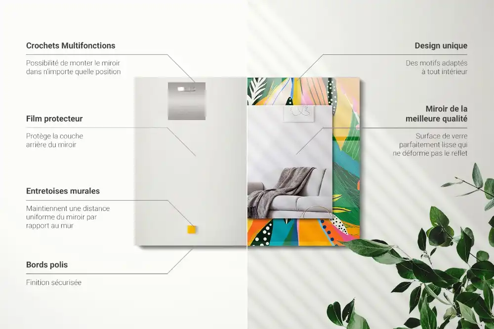 Rectangular wall mirror design Colorful abstract pattern