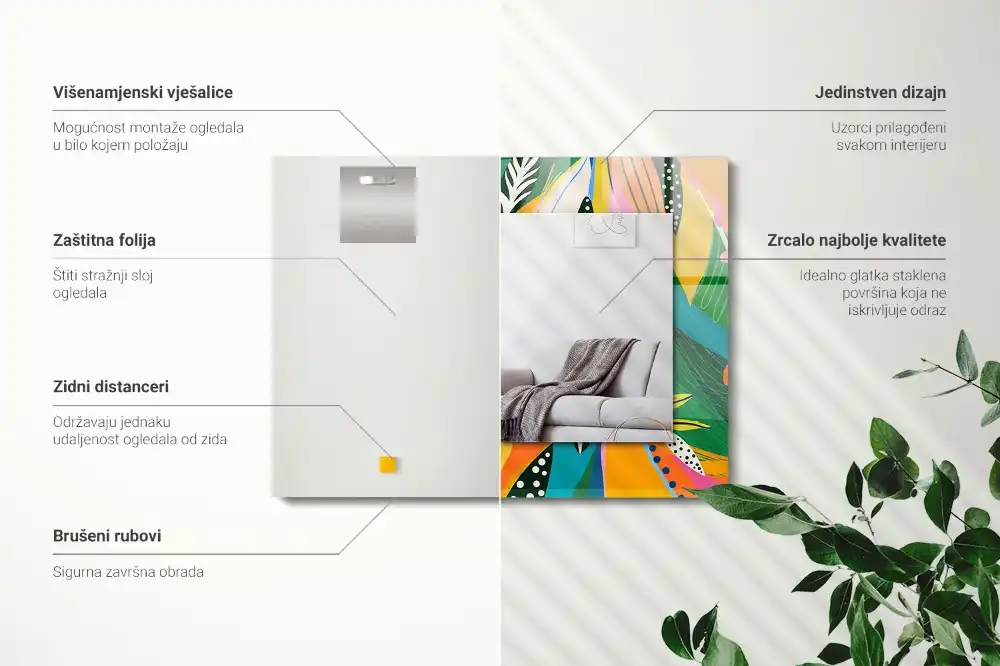 Rectangular wall mirror design Colorful abstract pattern