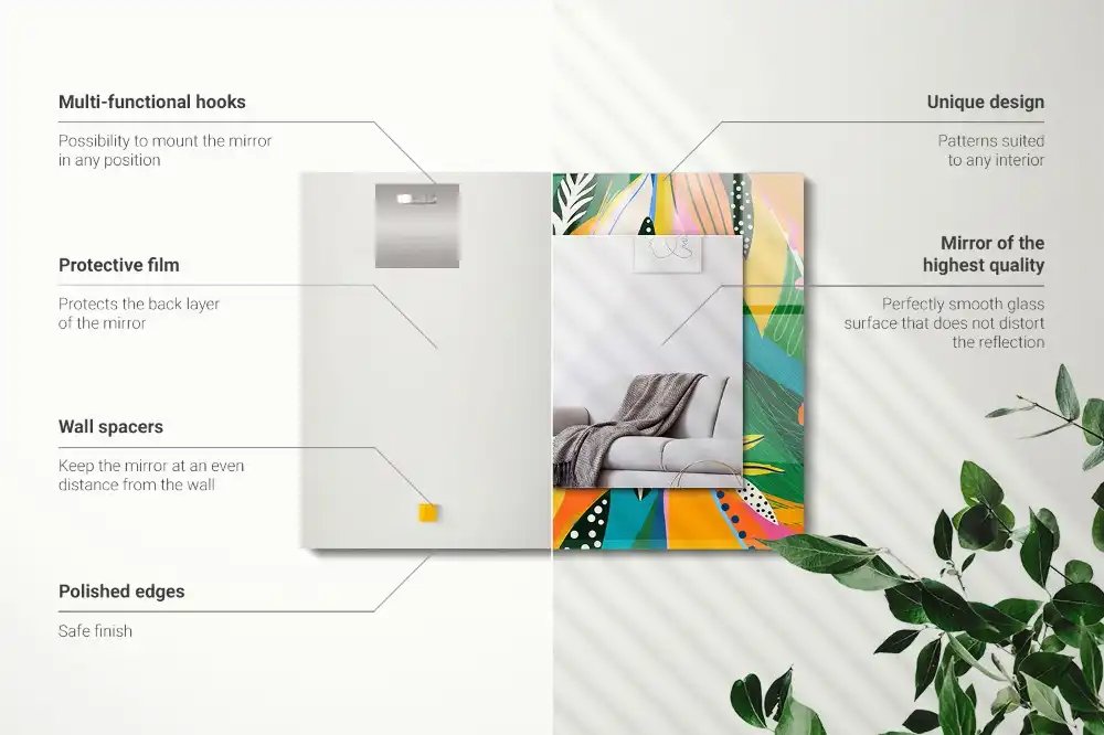 Rectangular wall mirror design Colorful abstract pattern