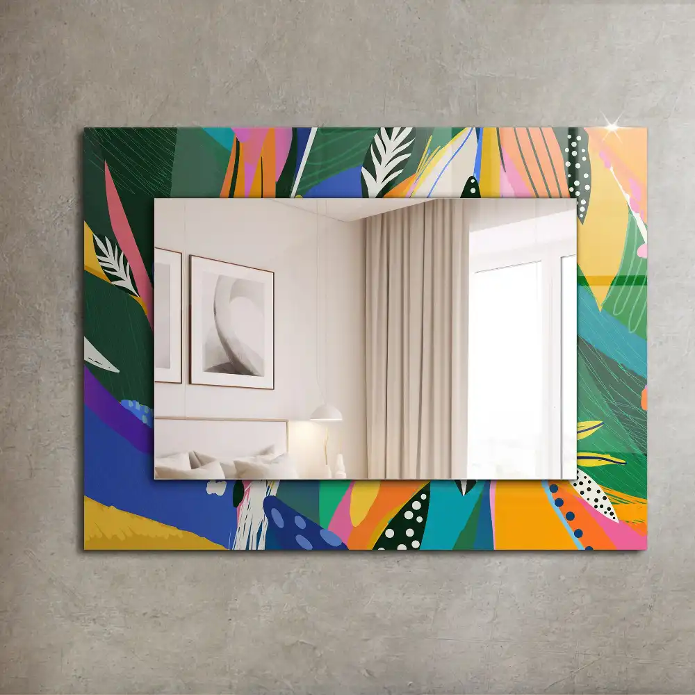 Rectangular wall mirror design Colorful abstract pattern
