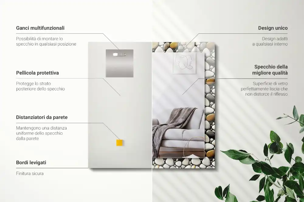 Rectangular mirror print Stones pattern texture