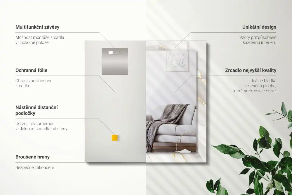 Rectangle decorative mirror Gray marble