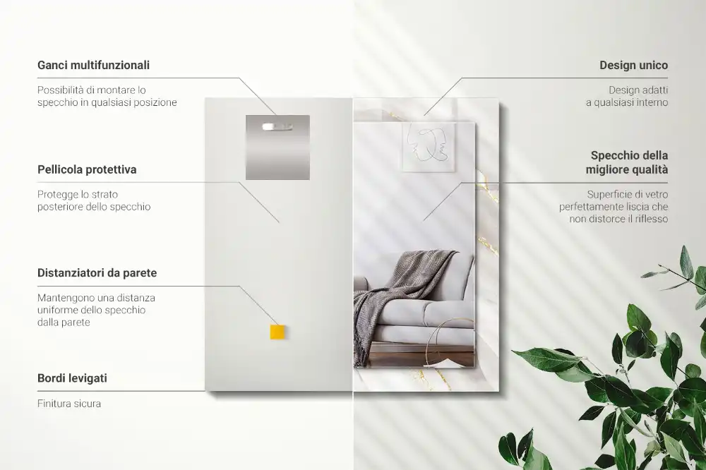 Rectangle decorative mirror Gray marble