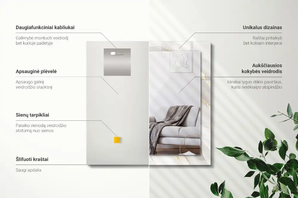 Rectangle decorative mirror Gray marble