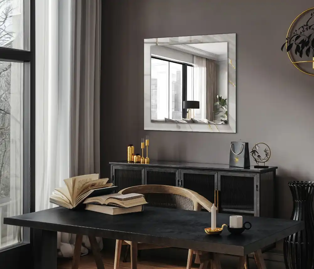 Rectangle decorative mirror Gray marble