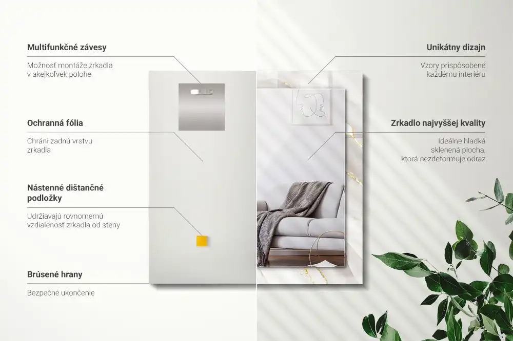 Rectangle decorative mirror Gray marble