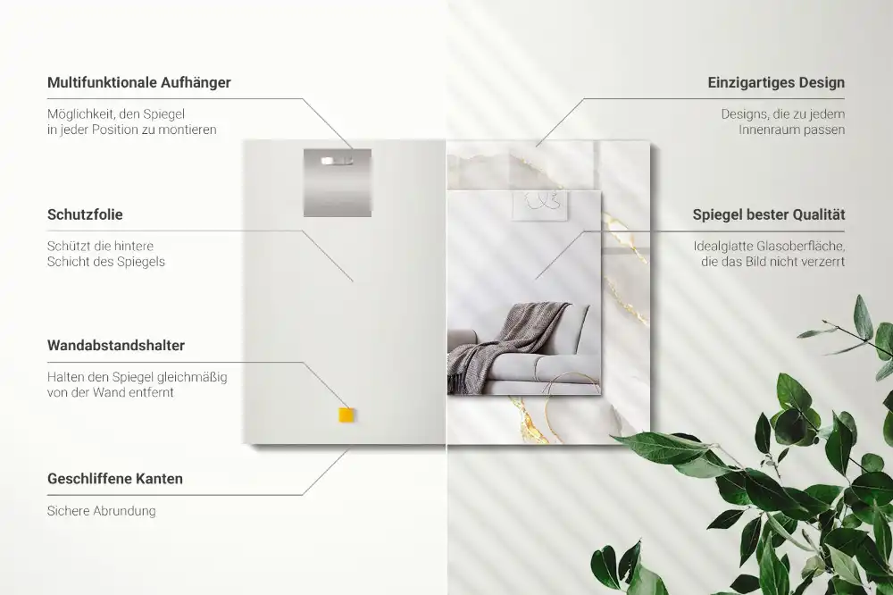 Rectangle decorative mirror Gray marble